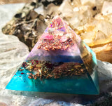 Turquoise, Purple, and Pink Orgone Crystal Pyramid
