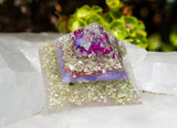 NEW! Violet Flame Meditation Crystal Orgonite Pyramid ~ Crown and Third Eye Chakra Crystals