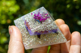 NEW! Violet Flame Meditation Crystal Orgonite Pyramid ~ Crown and Third Eye Chakra Crystals
