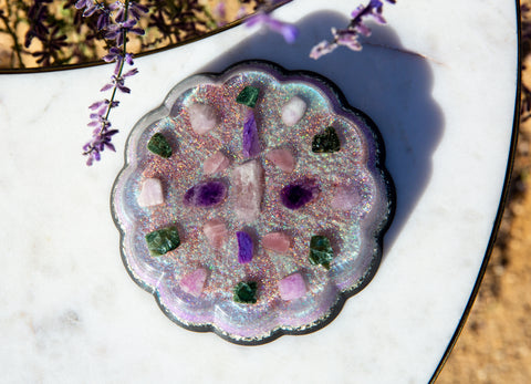 Open the Heart Crystal Healing Orgonite Charging Plate
