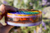 Orgonite Rainbow Flower of Life Crystal Plate