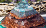Divine Love Violet Flame Orgone Pyramid with Pink Lemurian Quartz