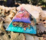 Turquoise, Purple, and Pink Orgone Crystal Pyramid