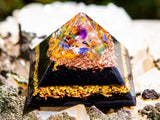 NEW! Shungite Orgone Pyramid with Healing Crystals to Energize and Manifest Abundance