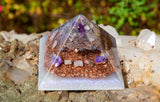Violet Flame Orgone Pyramid | Meditation Altar Crystal Pyramid | Crown and Third Eye Chakra Crystals
