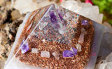 Violet Flame Orgone Pyramid | Meditation Altar Crystal Pyramid | Crown and Third Eye Chakra Crystals